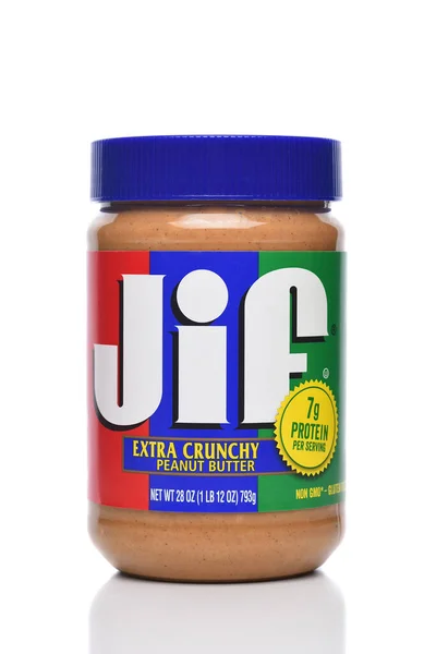 Irvine Kalifornia Luty 2022 Słoik Jif Extra Crunchy Peanut Butter — Zdjęcie stockowe