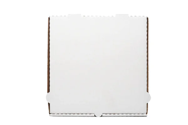 White Pizza Box Blank White Background Reflection — Stock Photo, Image