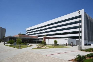 SANTA ANA, CALIFORNIA - 22 AUG 2022: The Orange County Hall of Administration building in the Civic Center area of Downtown Santa Ana.