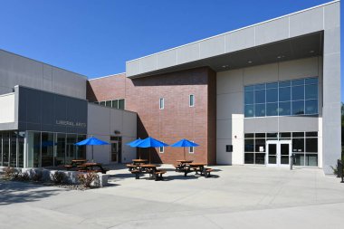 IRVINE, CALIFORNIA - 21 AUG 2022: The Liberal Arts Building on the Campus of Irvine Valley College, IVC.