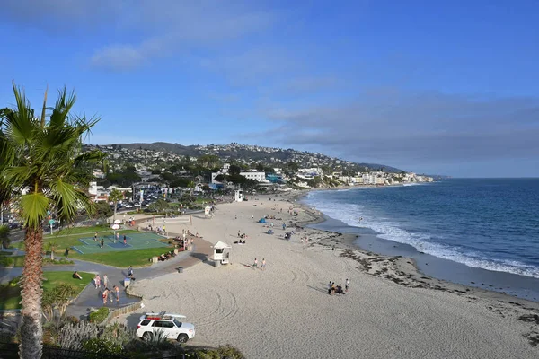 LAGUNA BEACH, CALIFORNIA - 24 AUG 2022: The Main Beach looking south from Heisler Park.