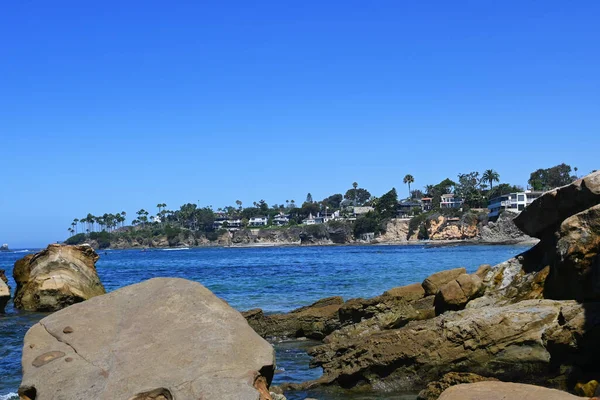 Uitzicht Fishermans Baai Rotsen Laguna Beach Zoek Naar Twin Points — Stockfoto