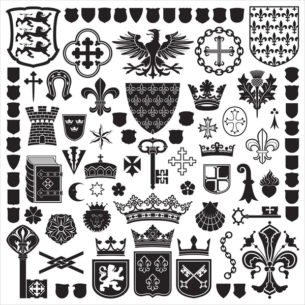 HERALDIC Symbols and decorations — Stock Vector