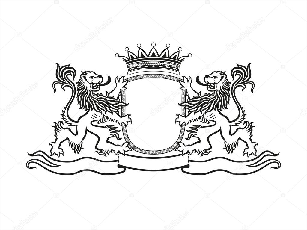 HERALDRY Crest with lions