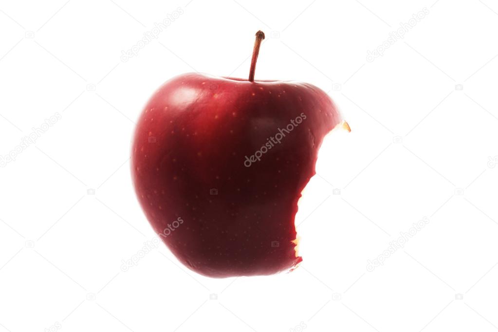 Red Bitten Apple , Isolated On White
