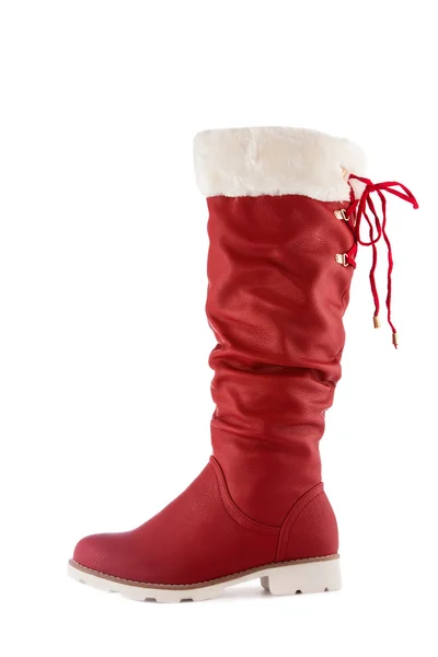 Rote Stiefel auf weißem Grund — Stockfoto