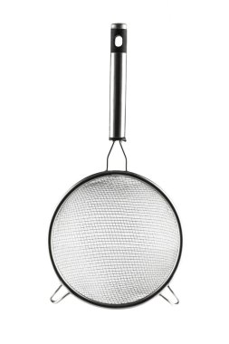 Beyaz arka plan üzerinde izole yuvarlak metal süzgeç