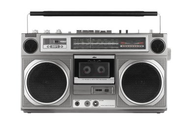 Retro getto blaster izole kırpma yolu ile beyaz üzerinde