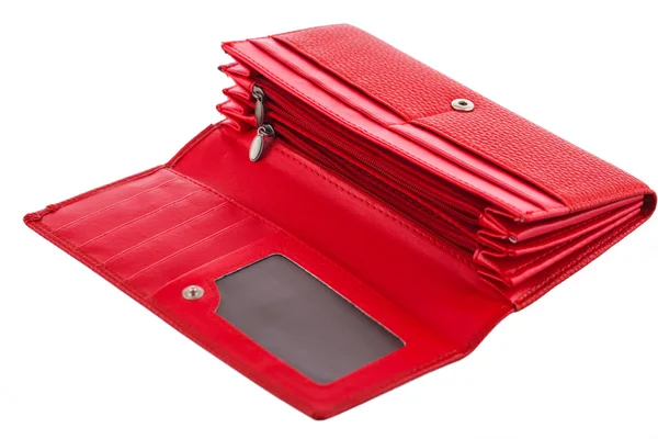 Boş, kırmızı, beyaz izole kadın cüzdan — Stok fotoğraf