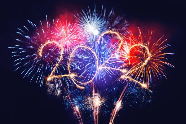 Sparkle Vuurwerk Zwarte Achtergrond Gelukkig Nieuwjaar 2022 Concept — Stockfoto