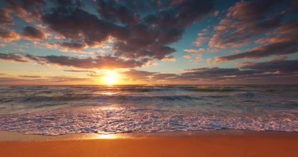 Coloré Plage Océan Lever Soleil Coucher Soleil Sur Mer Côte — Video