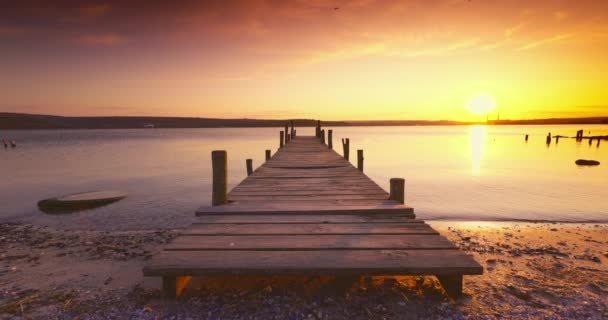 Coucher Soleil Sur Mer Lever Soleil Ancienne Jetée Bois Pour — Video