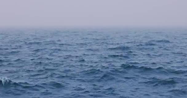 Mare Blu Nebbia Sull Acqua Con Onde Cielo Blu — Video Stock