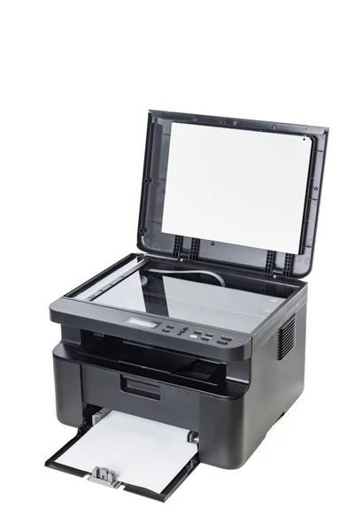 Impressora Doméstica Laser Compacta Scanner Isolado Fundo Branco — Fotografia de Stock