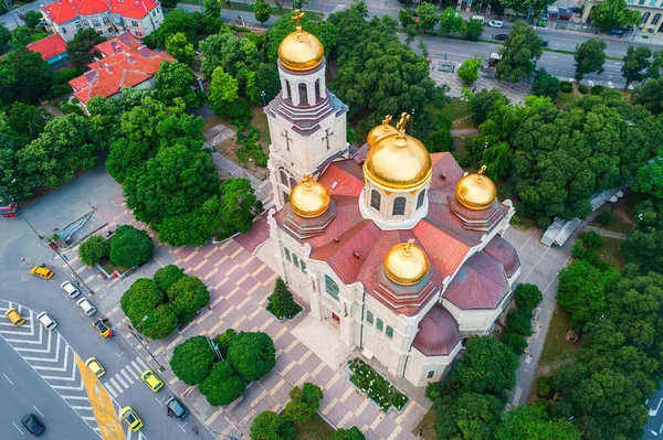 Luchtfoto Van Kathedraal Van Veronderstelling Varna Bulgarije — Stockfoto