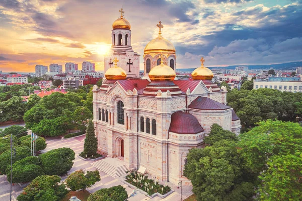Aerial View Cathedral Assumption Varna Bulgria — Fotografie, imagine de stoc