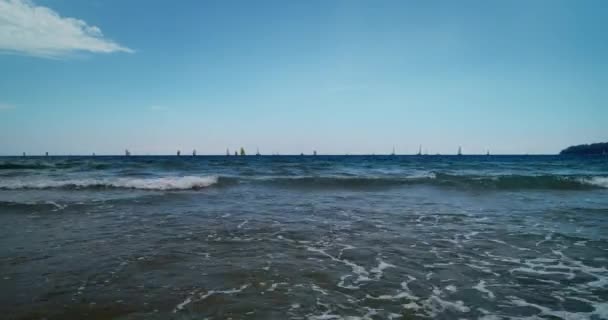 Aerial Video Sailing Wind Boats Regatta Competition Black Sea Varna — Wideo stockowe