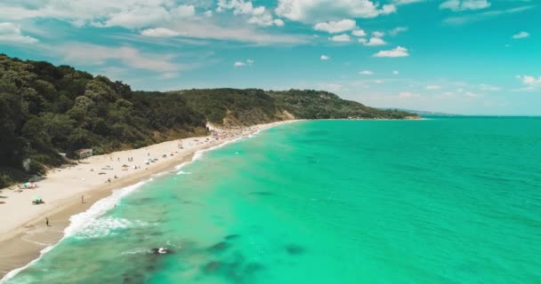 Sea Shore Aerial View Wild Beach Sea Waves Video — Αρχείο Βίντεο