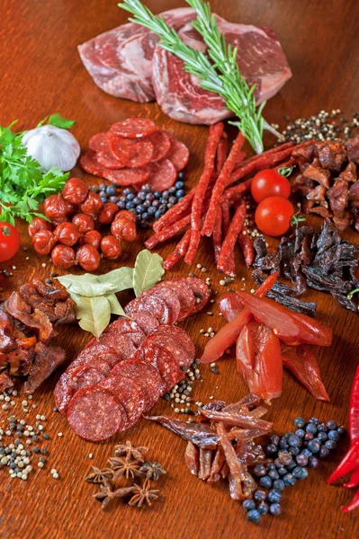 Meat and sausages — Stock Photo, Image