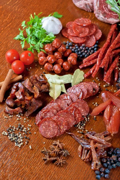 Meat and sausages — Stock Photo, Image