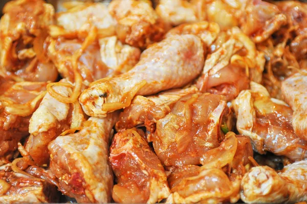 Marinated chicken meat shashlik — Stock Photo, Image