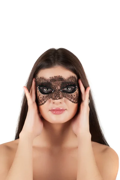 Mädchen an Maske — Stockfoto