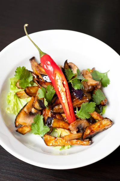 Salad from roasted eggplants Stock Image