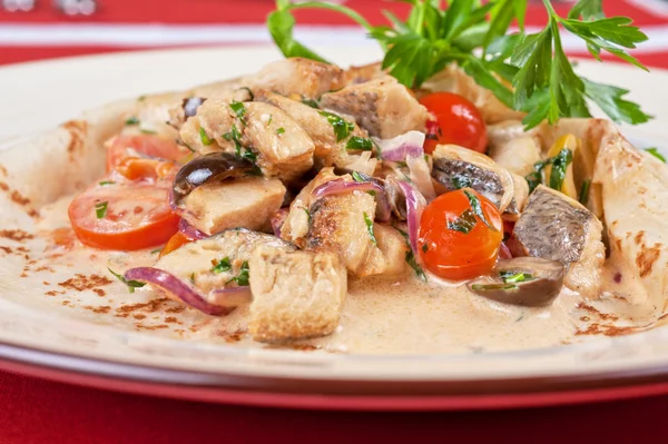 Panqueque de pescado enchapado — Foto de Stock