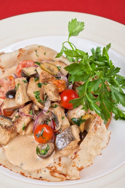 Panqueque de pescado enchapado — Foto de Stock