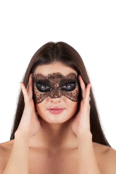 Girl at mask — Stock Photo, Image