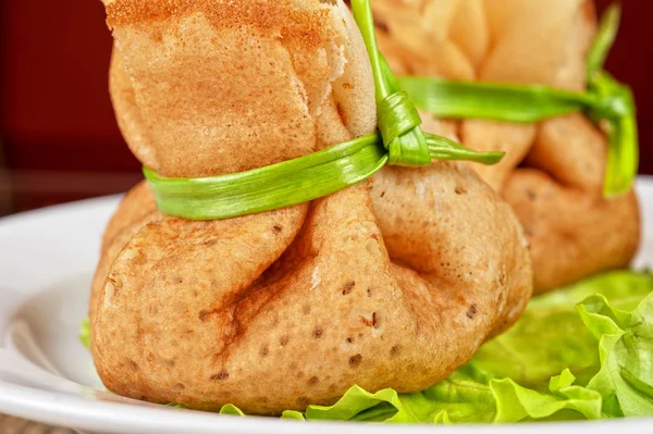 Pancakes with meat — Stock Photo, Image