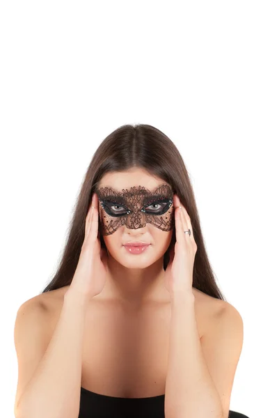 Girl at mask — Stock Photo, Image