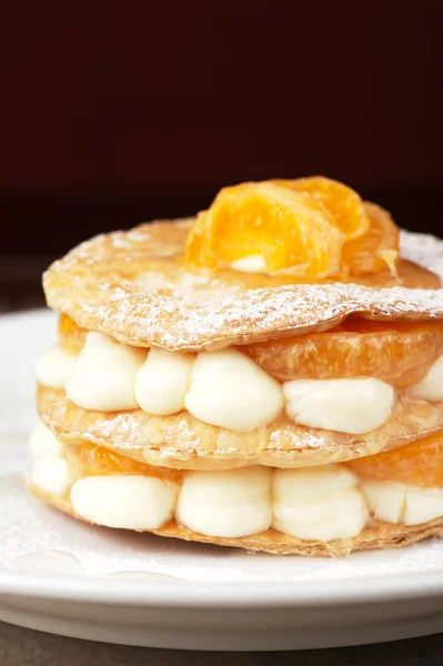 Millefeuille with tangerine — Stock Photo, Image