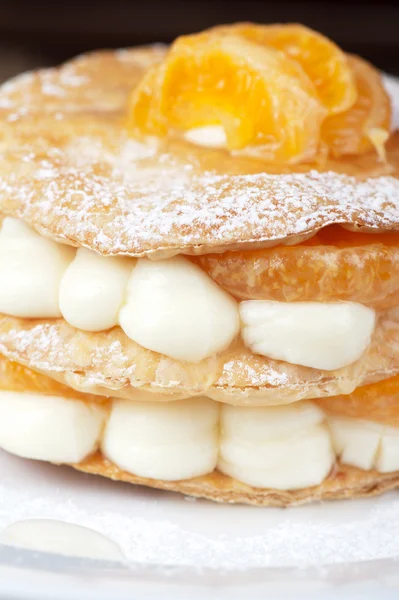 Millefeuille with tangerine — Stock Photo, Image