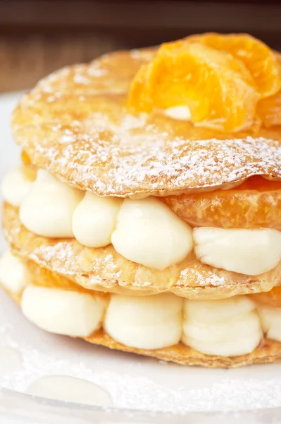 Millefeuille with tangerine — Stock Photo, Image