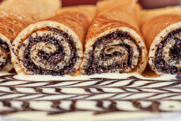 Pancakes with poppy seeds — Stock Photo, Image