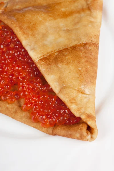 Panqueque con caviar rojo —  Fotos de Stock