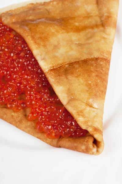 Pancake with red caviar — Stock Photo, Image