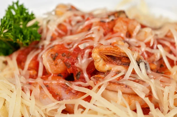 Pasta with seafood — Stock Photo, Image