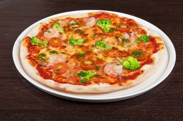 Zeevruchten pizza — Stockfoto