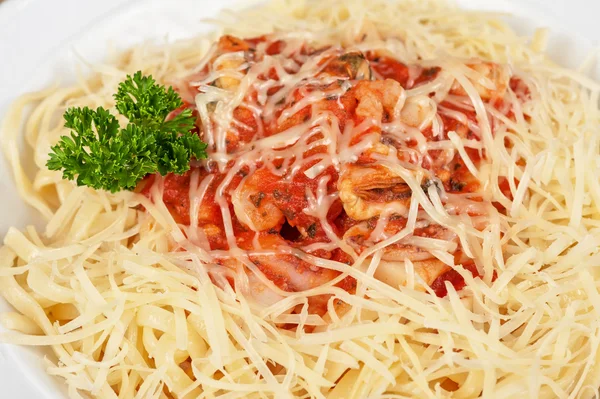 Pasta with seafood — Stock Photo, Image