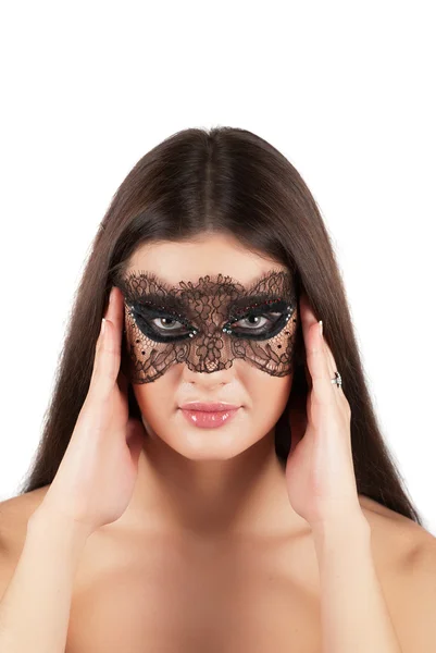 Girl at mask — Stock Photo, Image