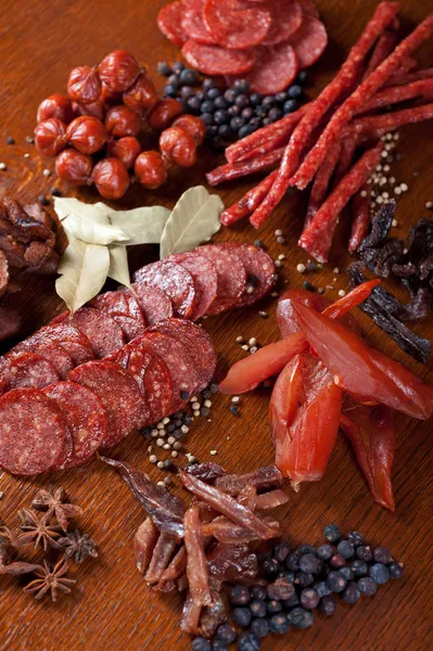 Meat and sausages — Stock Photo, Image