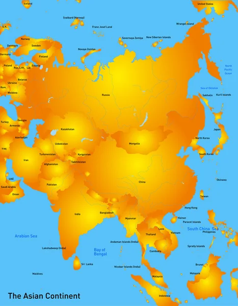 Mappa Asia — Vettoriale Stock