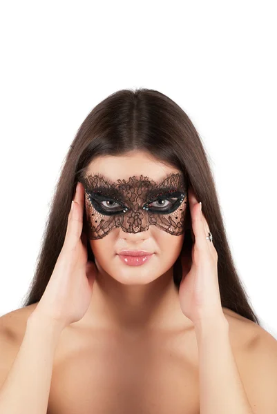 Dívka na masku — Stock fotografie