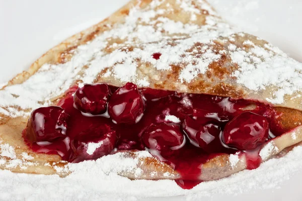 Pancakes with cherries — Stock Photo, Image