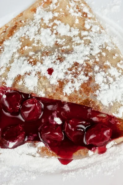 Pancakes with cherries — Stock Photo, Image