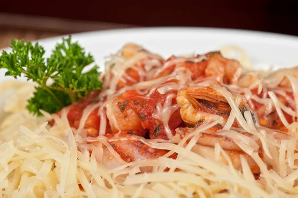 Pasta with seafood — Stock Photo, Image