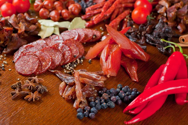 Meat and sausages — Stock Photo, Image
