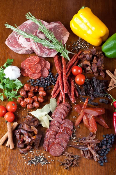 Meat and sausages — Stock Photo, Image